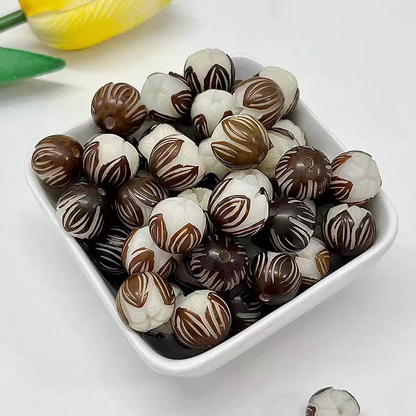 [NEW] Browncap Lotus Raw Skin Bodhi Beads | Hand Carved Natural Seed DIY Jewelry Making Supply