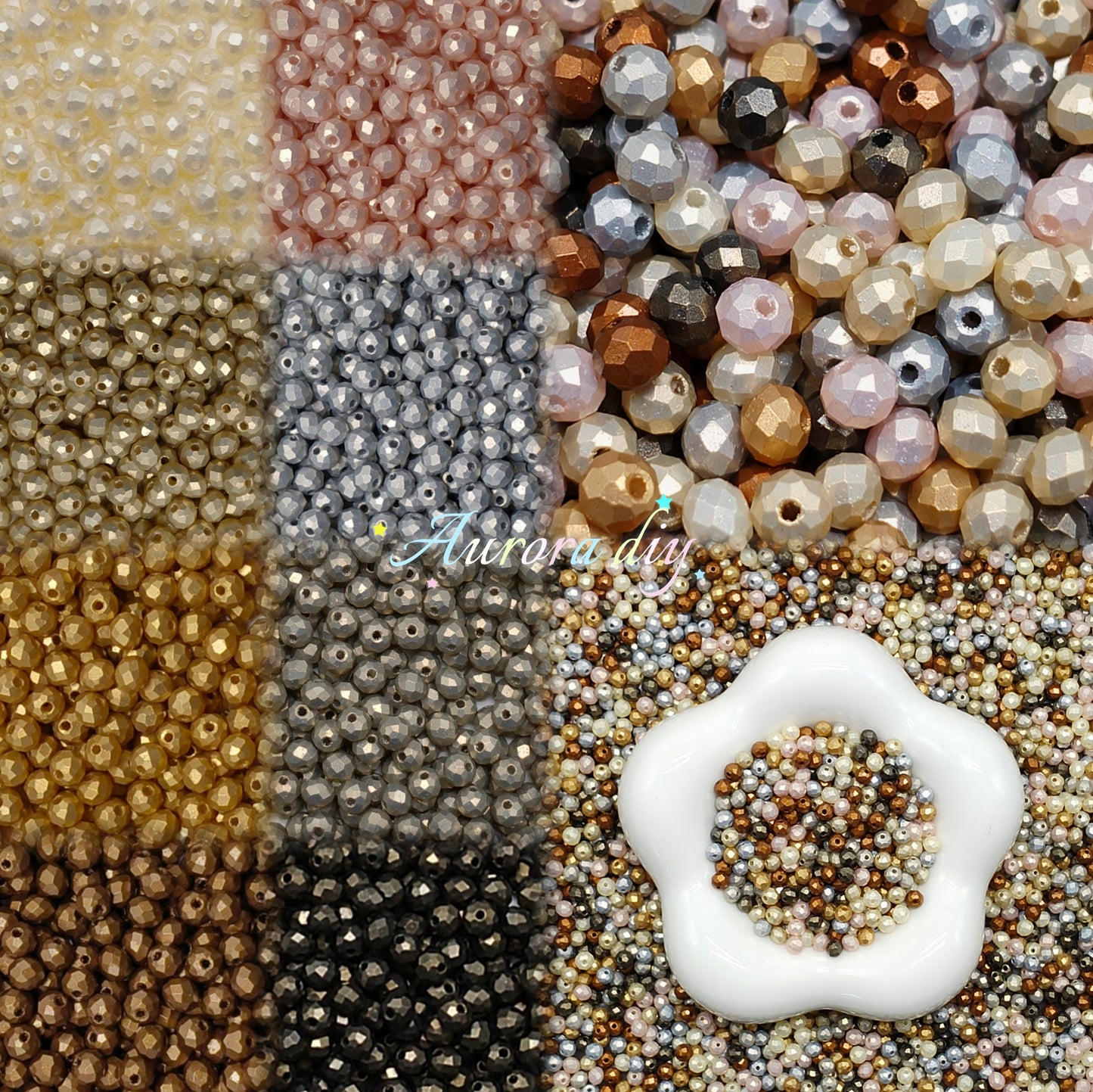 ✨【NEW】Prism Baroque | Faceted Metallic Glass Mix Neutral Tiny Parts DIY Bracelet Jewelry Making Supplies