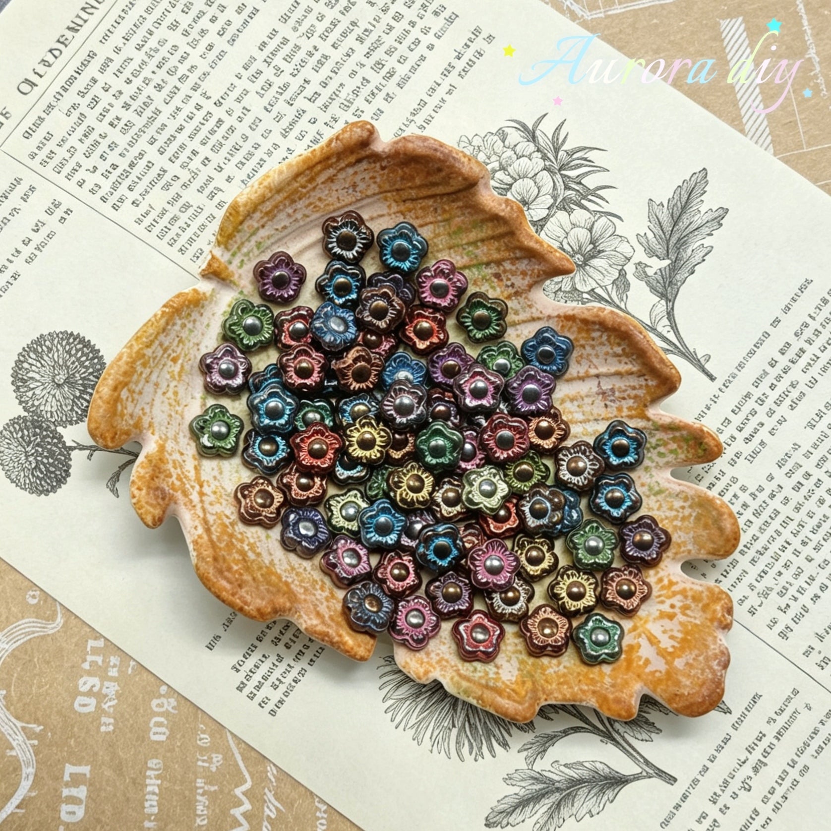 [NEW] Vintage Gold Inlay Czech Glass Beads