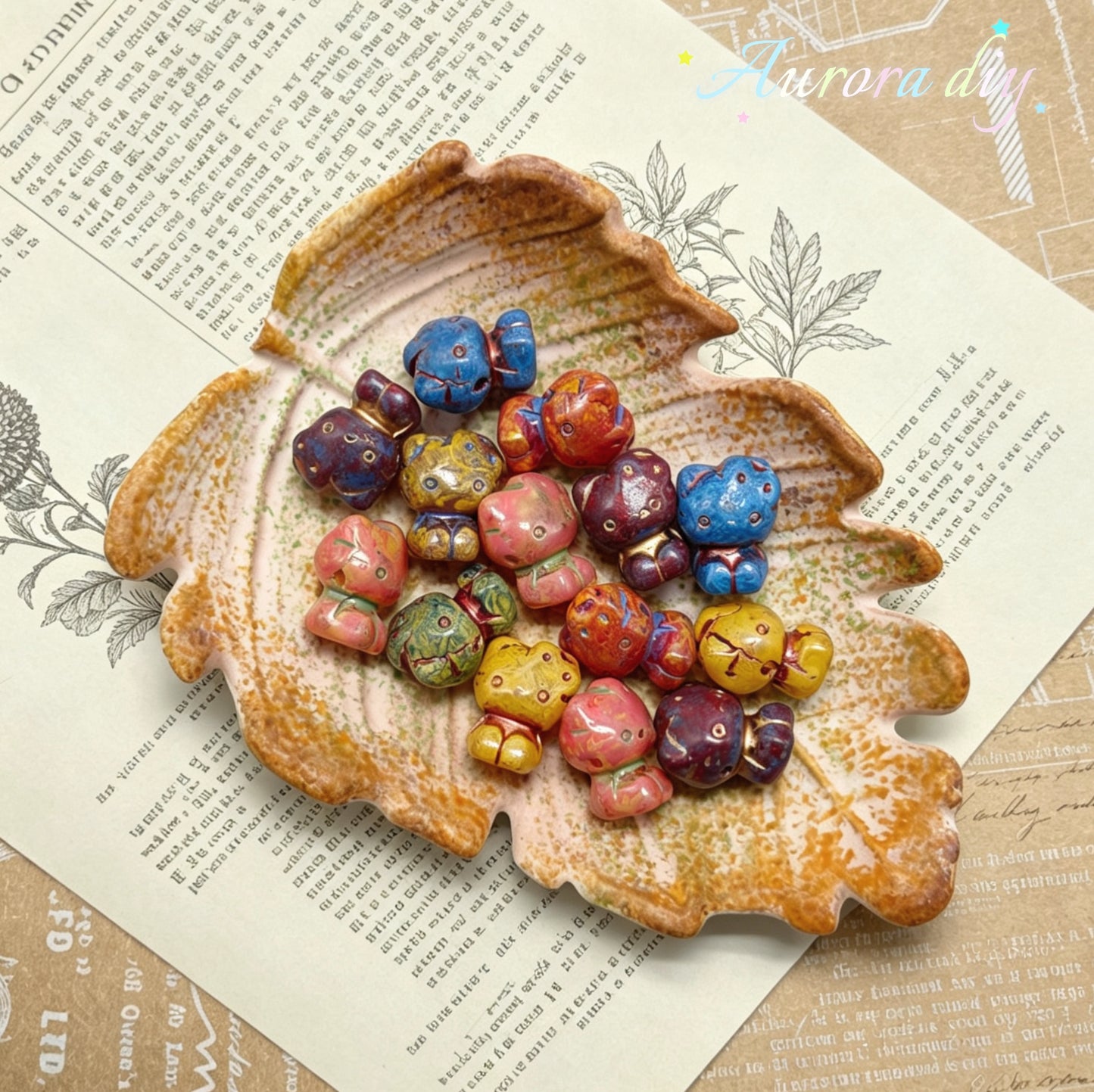 [NEW] Vintage Kitty | Gold Inlay Czech Glass Beads