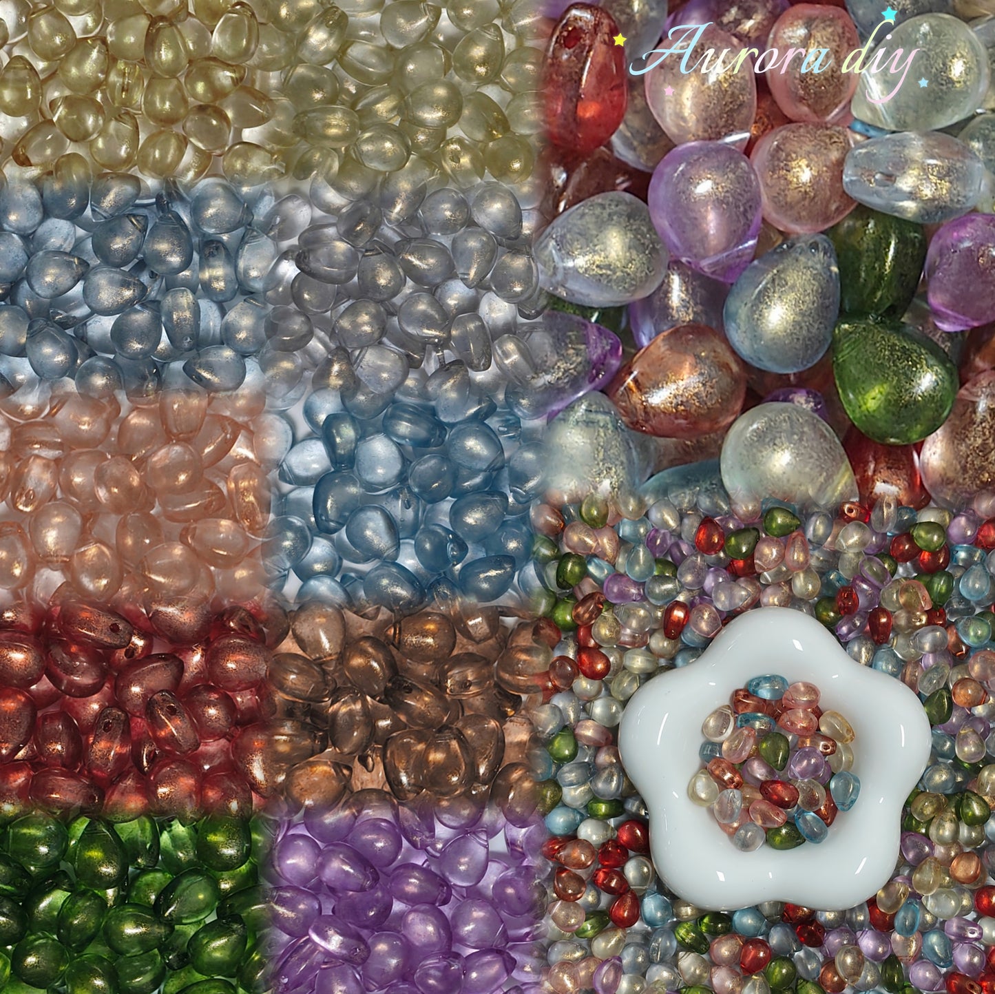 ✨【NEW】Twilight Drop | Glitter Teardrop Glass Beads Rich Deep Tone DIY Jewelry Craft Supplies
