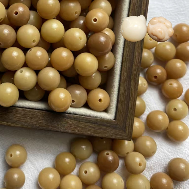 N-Mixed Natural Bodhi Beads Set | Carved & Charms Decor Style
