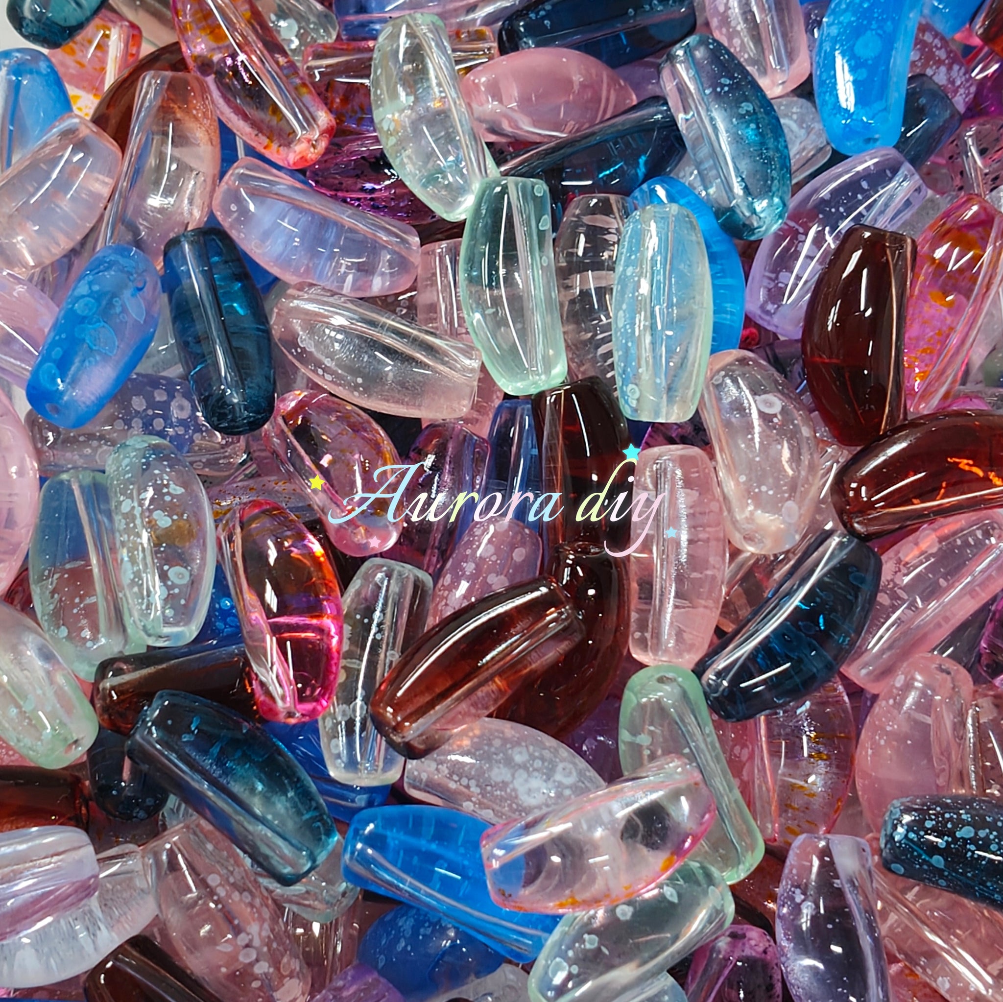 ✨【NEW】Transparent Bubble Curve | Multicolor Curved Tube Glass Beads For DIY Bracelet Necklace Jewelry Making Craft Supplies