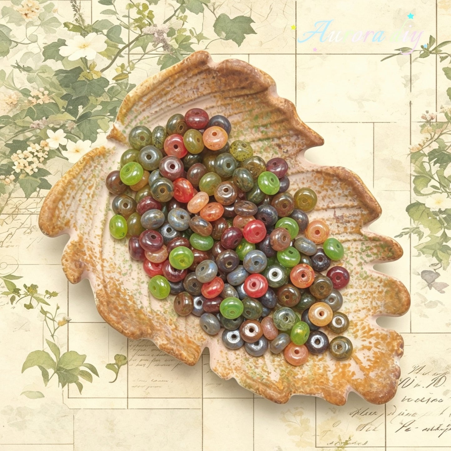 [NEW] Vintage Jelly Donut | Gold Inlay Czech Glass Beads