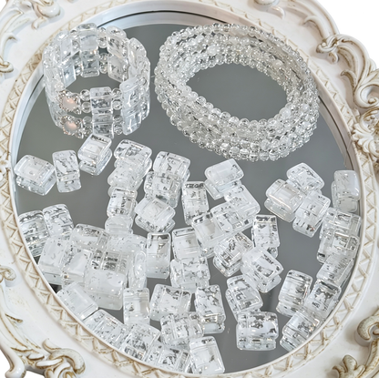 ✨【NEW】Crystal Two-Hole Tile | Crackle Glass Square Beads & Free Matching Round Beads for DIY Bracelet Making