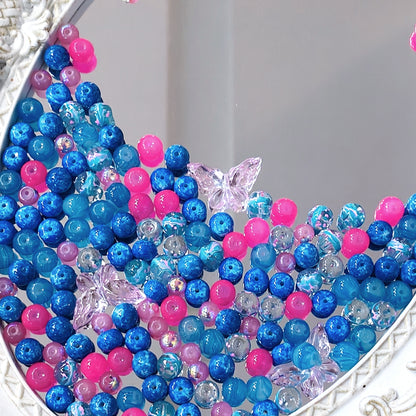 💥【NEW】Fuchsia Azure | Pink & Blue Contrast Color Glass Beads Mix For DIY Jewelry Making