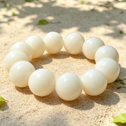 [NEW] Ivory White Bodhi Bracelet | Large Size Polished Round Beads, 18mm &amp; 20mm Available
