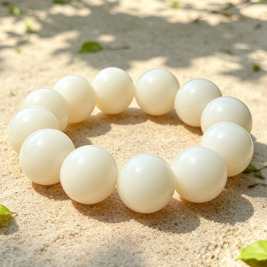 [NEW] Ivory White Bodhi Bracelet | Large Size Polished Round Beads, 18mm &amp; 20mm Available