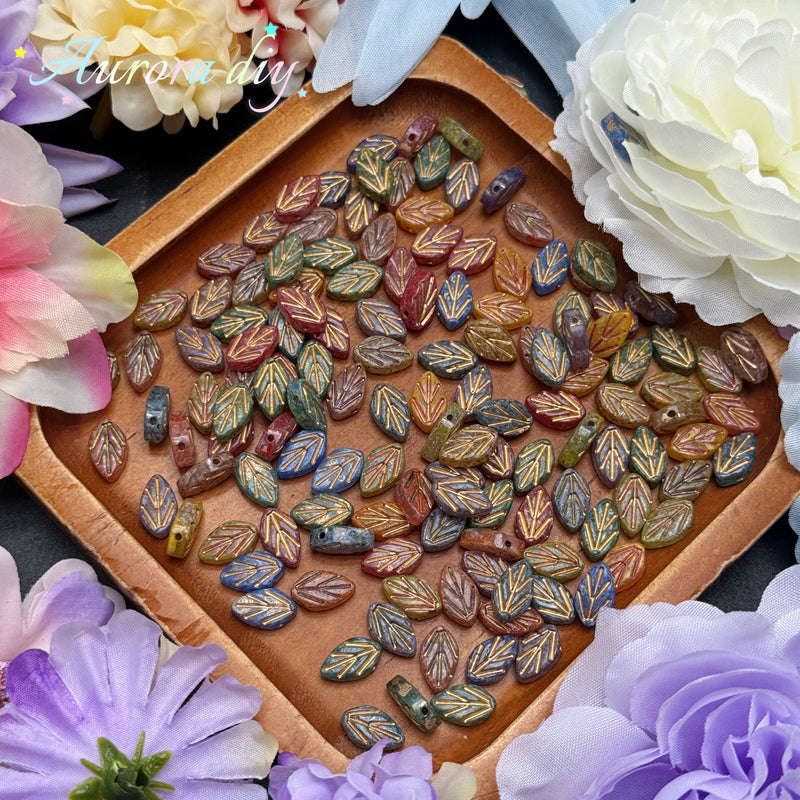 [NEW] Vintage Gold Inlay Czech Glass Beads