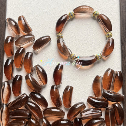 ✨【NEW】Transparent Bubble Curve | Multicolor Curved Tube Glass Beads For DIY Bracelet Necklace Jewelry Making Craft Supplies