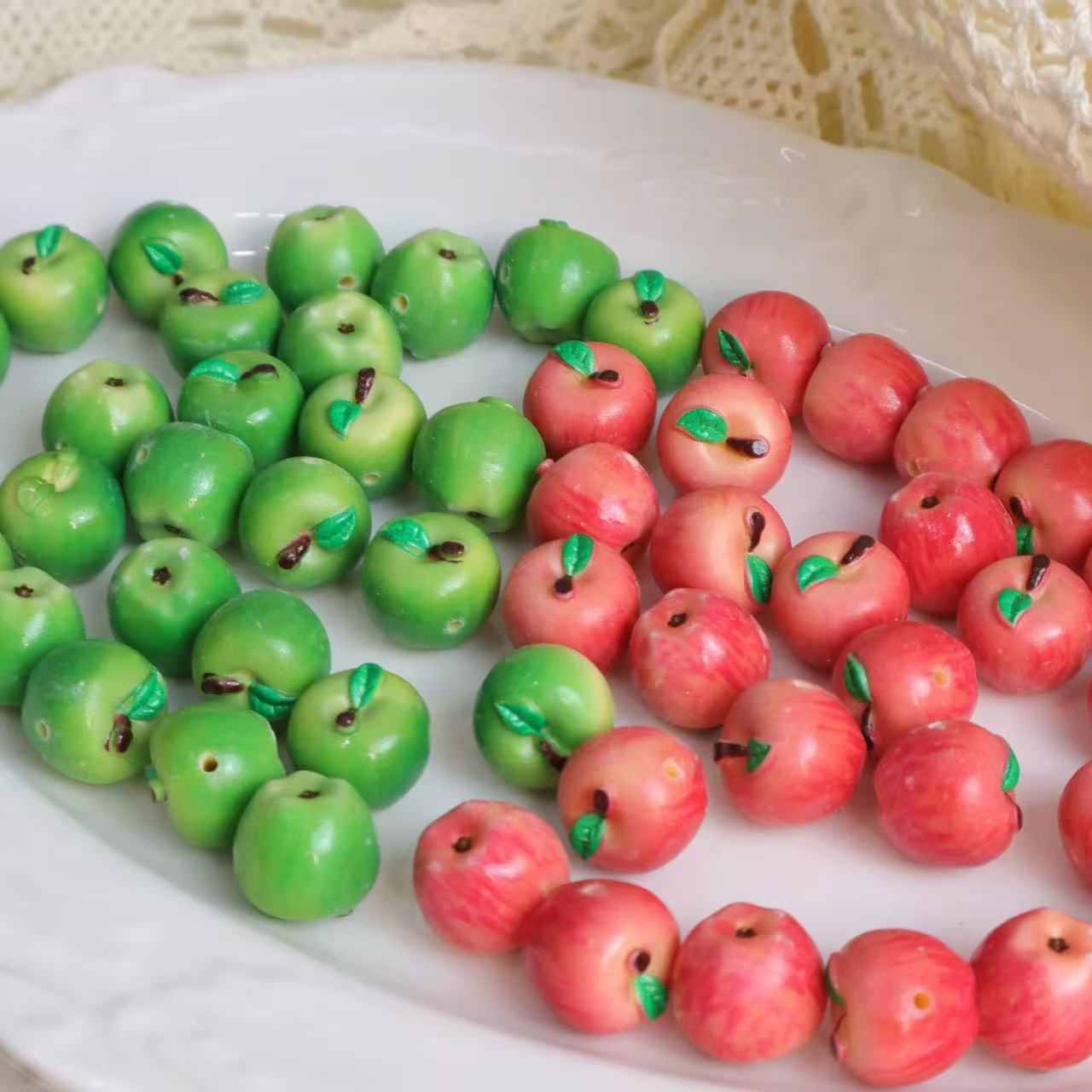 Tiny Orchard Apple Resin Beads | For DIY Bracelet Jewelry Making