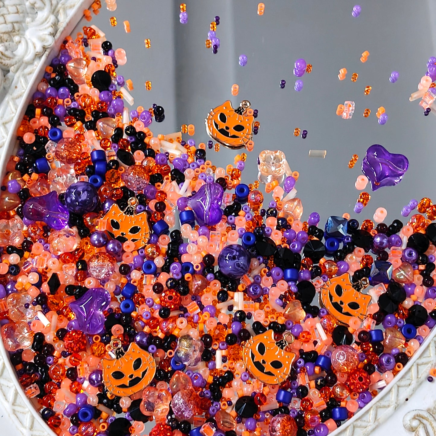 【NEW】Seed Bead-Pumpkin Twilight | Halloween Orange Purple Mixed Glass Beads For DIY Handmade Jewelry Making