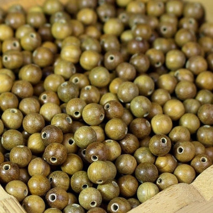 [NEW] 8mm Sandal Moss Natural Green Sandalwood Round Beads, Polished Aromatic Green Sandalwood Loose Beads For DIY Bracelet Mala Jewelry Making