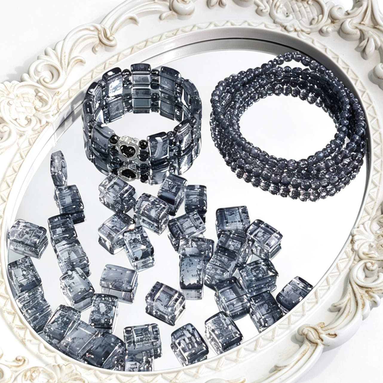 ✨【NEW】Crystal Two-Hole Tile | Crackle Glass Square Beads & Free Matching Round Beads for DIY Bracelet Making