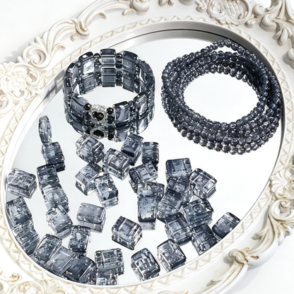 ✨【NEW】Crystal Two-Hole Tile | Crackle Glass Square Beads & Free Matching Round Beads for DIY Bracelet Making