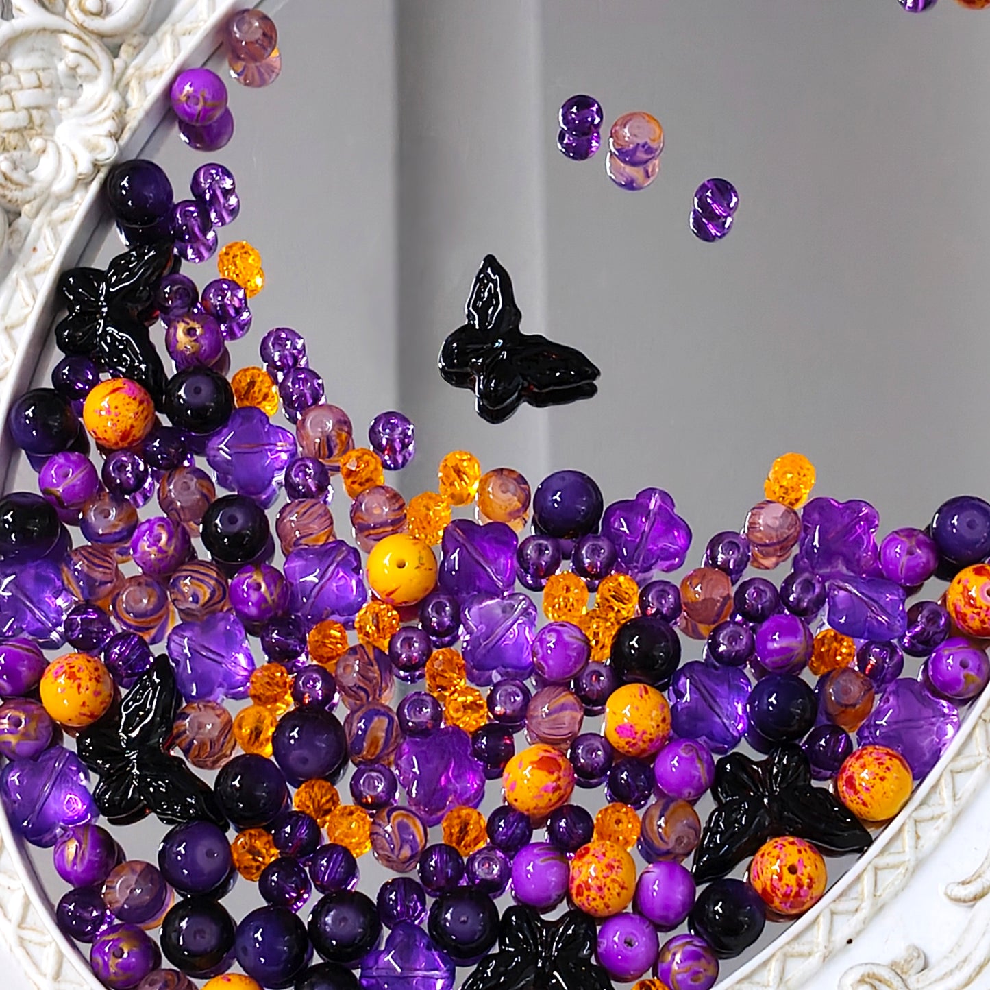 【NEW】Hallow Butterfly | Halloween Purple Orange-Yellow Mixed Glass Beads For DIY Handmade Jewelry Making