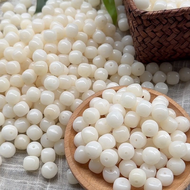 [NEW] K91-13*14mm Jade White Barrel Bodhi|for Bracelet & Jewelry DIY making