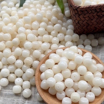 [NEW] K91-13*14mm Jade White Barrel Bodhi|for Bracelet & Jewelry DIY making
