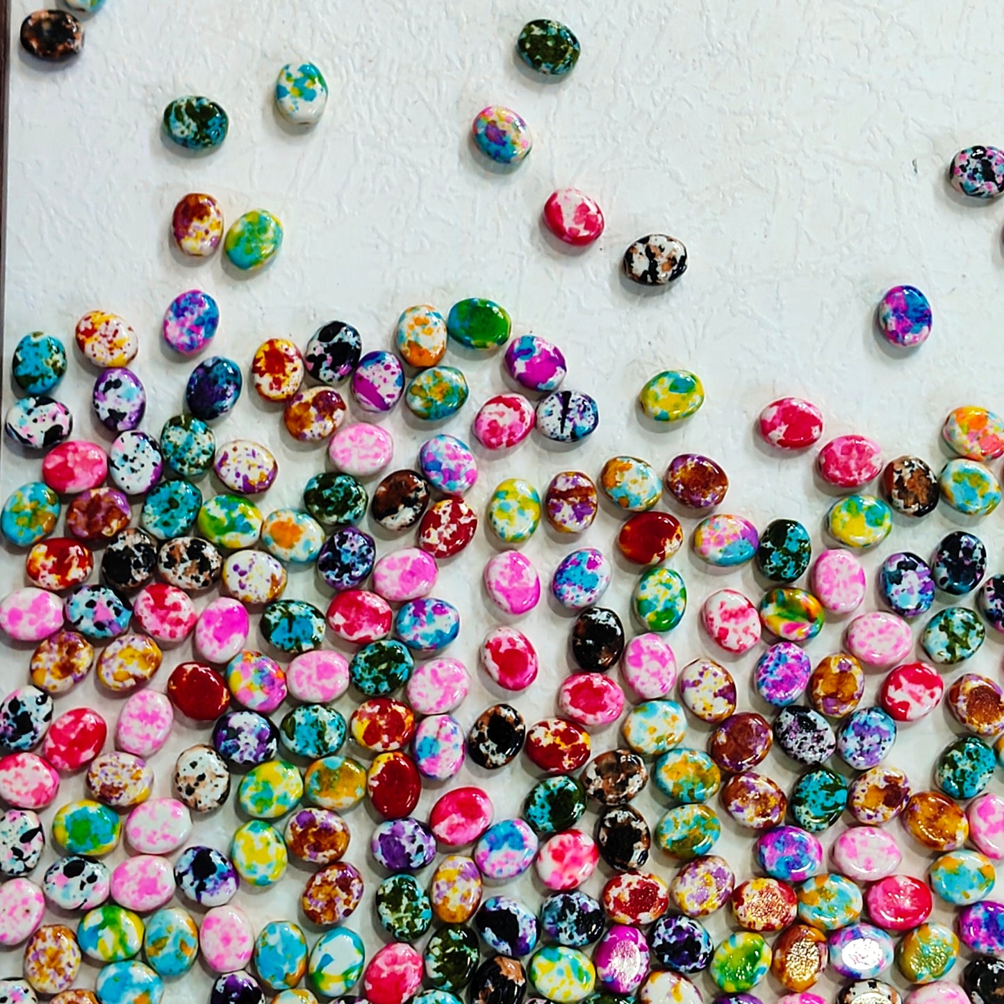 🌈【NEW】Speckle Confetti Oval | Multicolored Speckled Oval Dyed Polished Stone Bead Mix For Bohemian DIY Jewelry Making