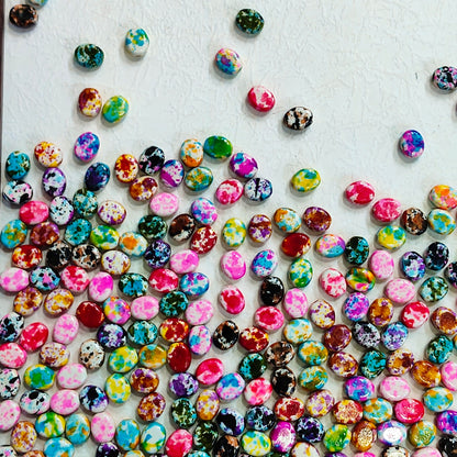 🌈【NEW】Speckle Confetti Oval | Multicolored Speckled Oval Dyed Polished Stone Bead Mix For Bohemian DIY Jewelry Making