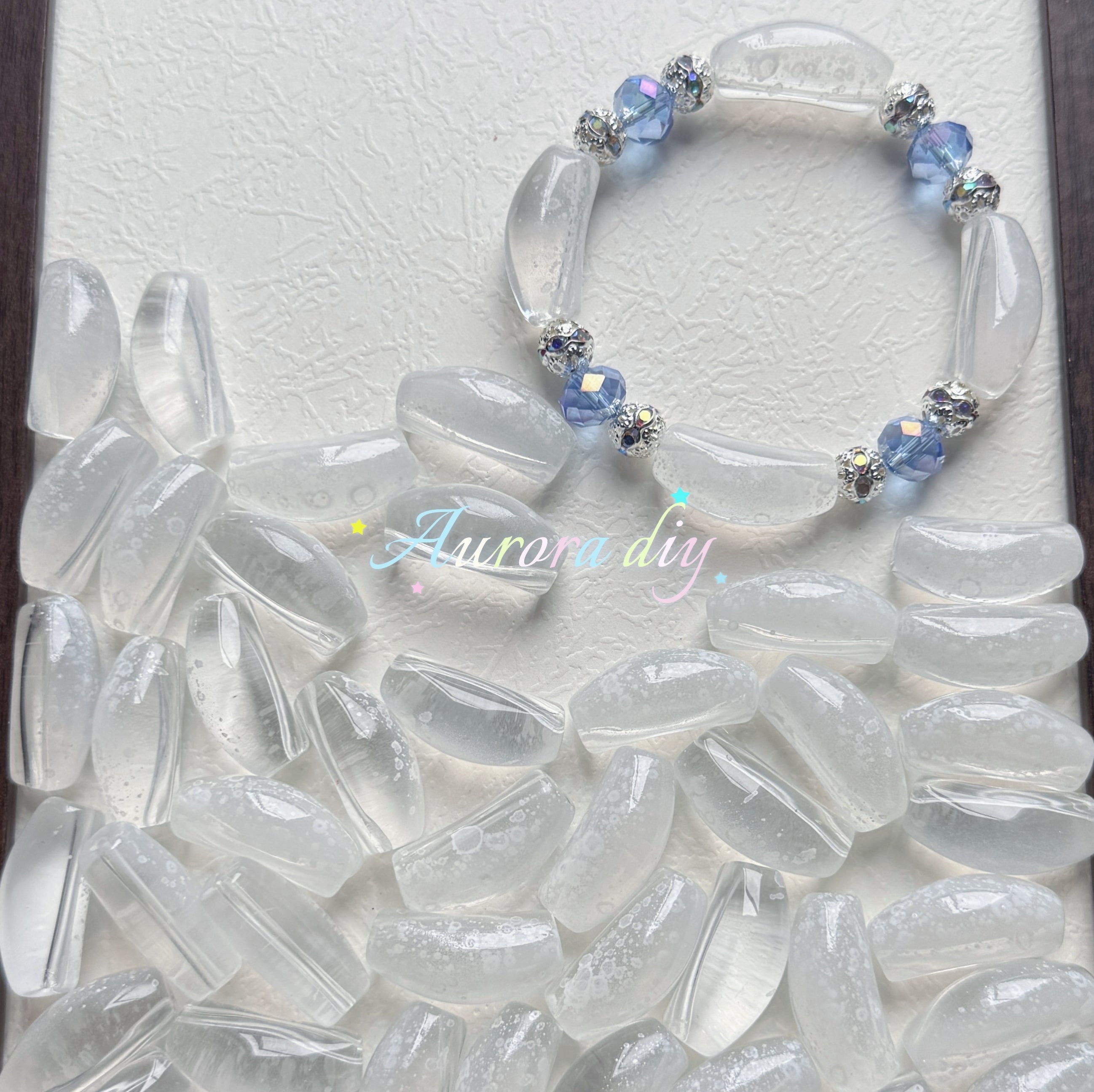 ✨【NEW】Transparent Bubble Curve | Multicolor Curved Tube Glass Beads For DIY Bracelet Necklace Jewelry Making Craft Supplies