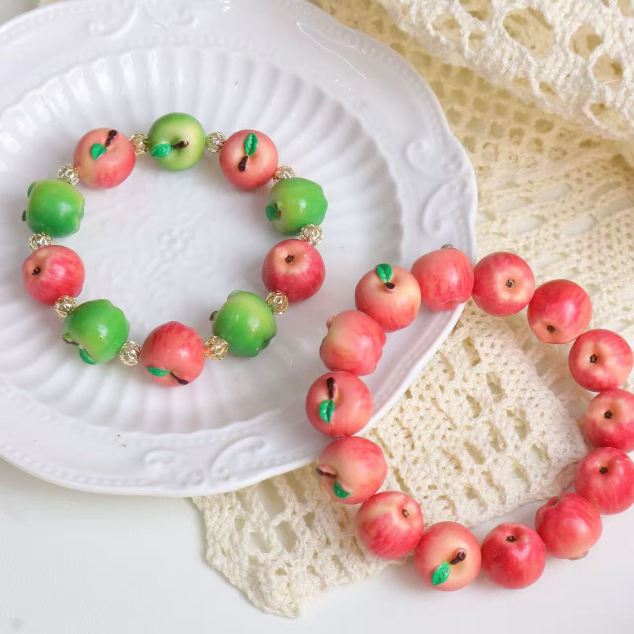 Tiny Orchard Apple Resin Beads | For DIY Bracelet Jewelry Making