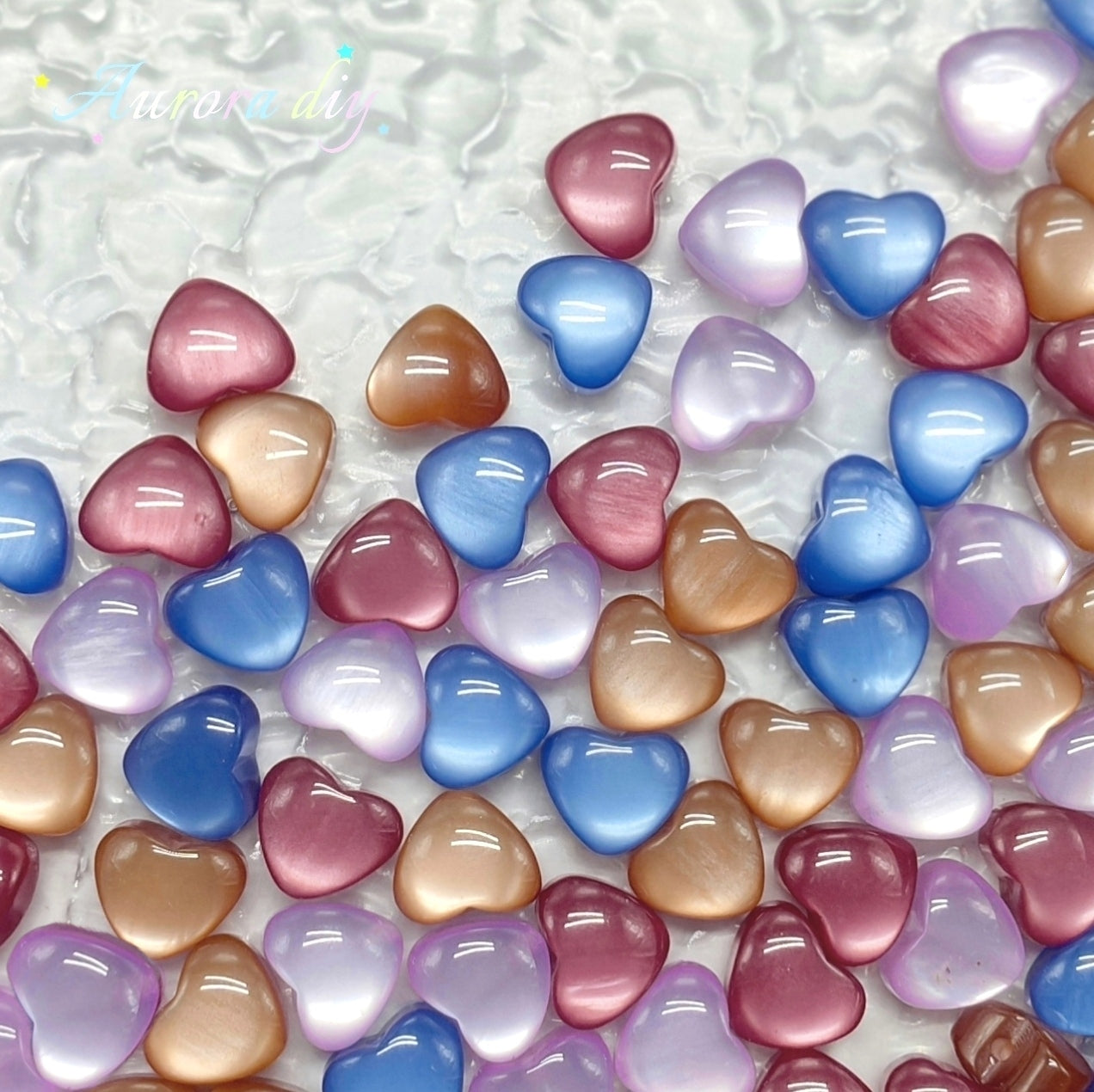 ✨【NEW】Color Shifting 3D Cat Eye Resin Heart Beads