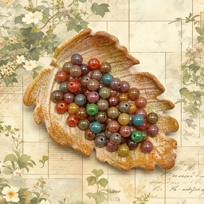[NEW] Vintage Marble Jelly Spheres | Gold Inlay Czech Glass Beads
