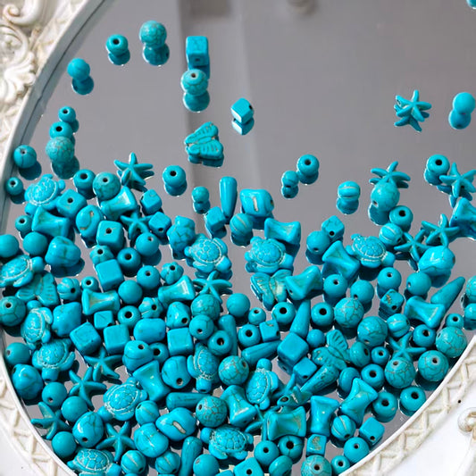 🩵【NEW】Tide Turquoise | Ocean‑Inspired Turquoise Bead Assortment, Turtle, Starfish, Butterfly And Square Spacer Beads