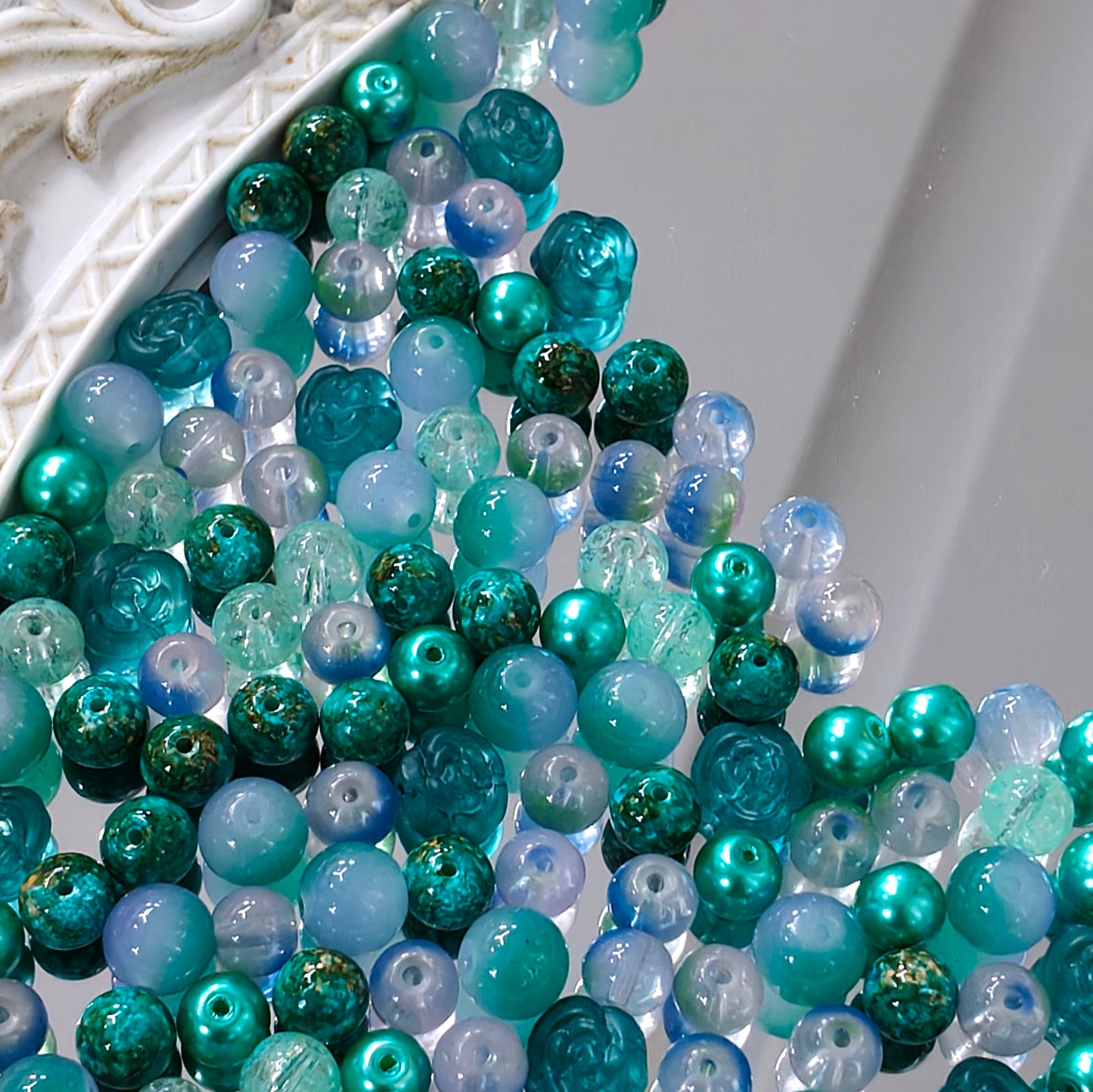 💚【NEW】Lagoon Dew | Gradient Teal Mixed Glass Bead Set For DIY Handmade Jewelry