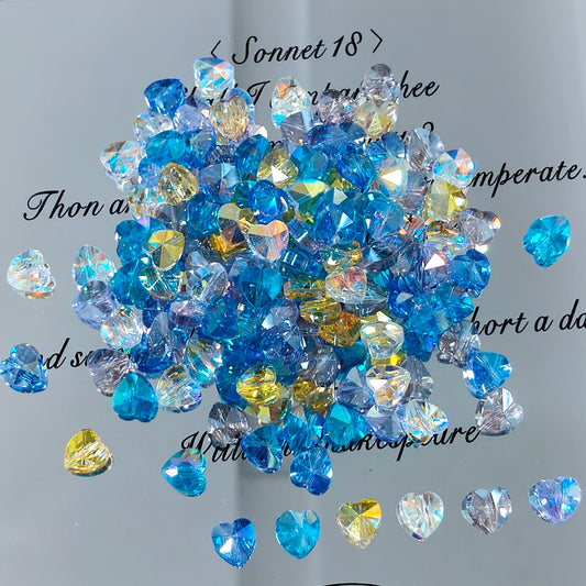 ✨【NEW】Ocean Heart | Faceted Heart‑Shaped Glass Beads For DIY Jewelry Making