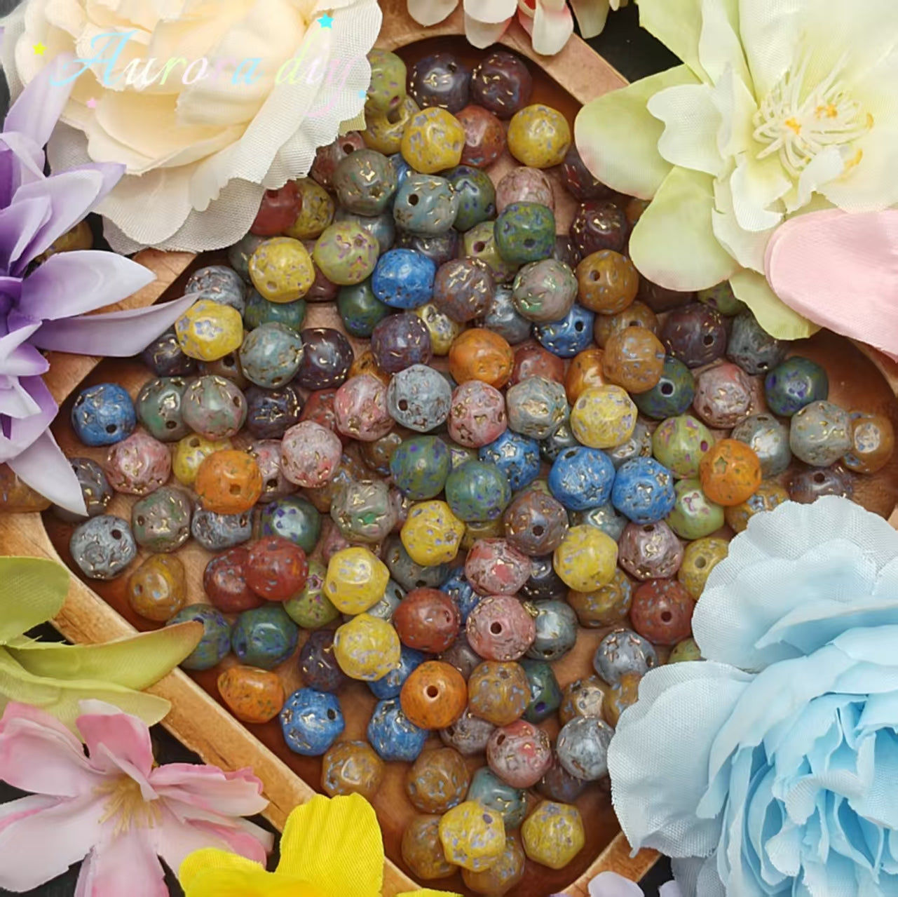 [NEW] Vintage Gold Inlay Czech Glass Beads
