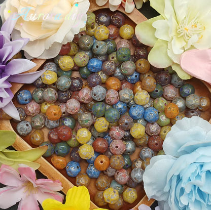 [NEW] Vintage Gold Inlay Czech Glass Beads