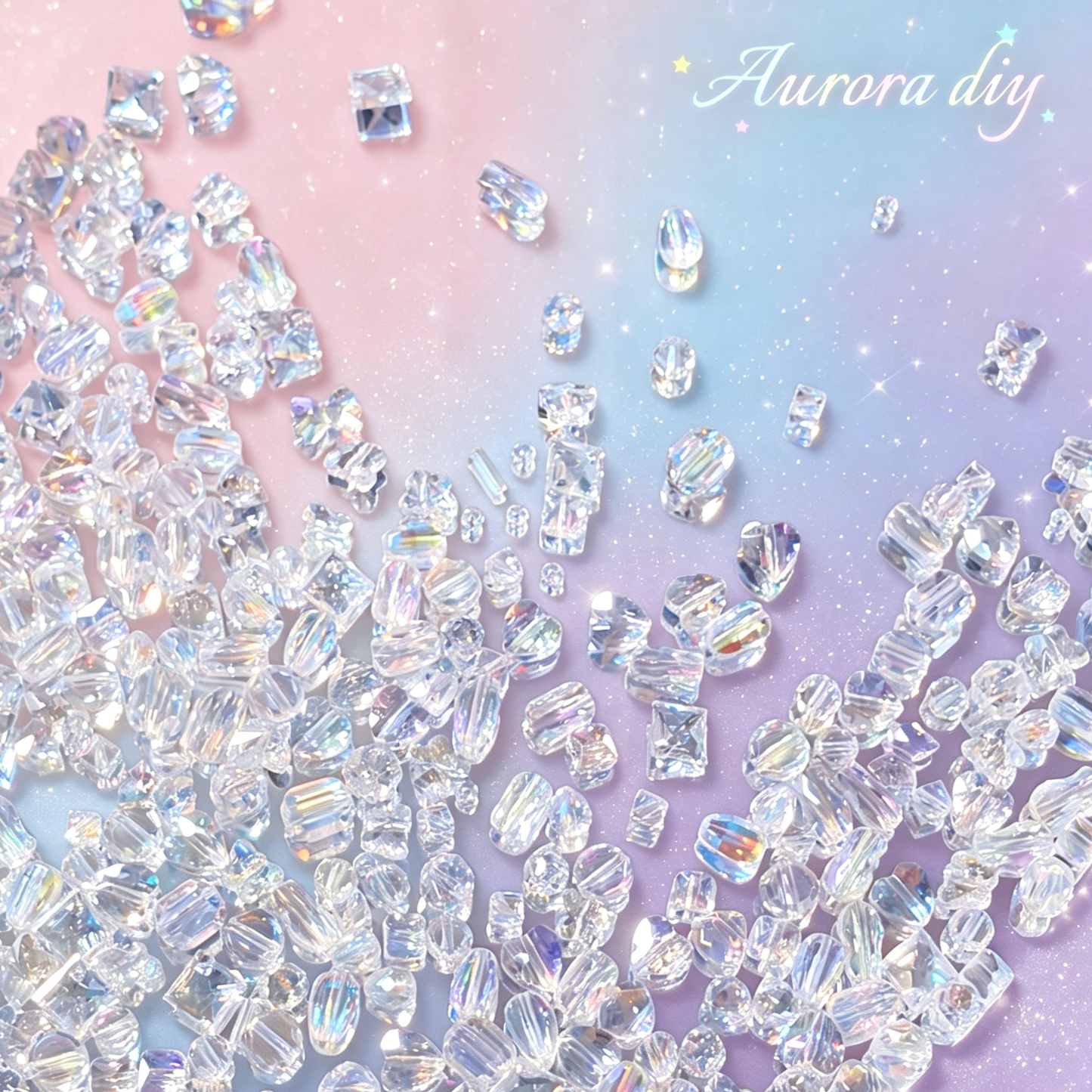 ✨【NEW】Iridescent Crystal Mix | Multi-Shape Faceted Clear Glass Beads For DIY Jewelry Making